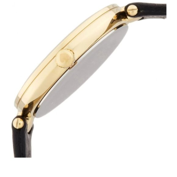 NEW Kate Spade watch gold case black leather strap NWT wristwatch brand new NWT - Picture 6 of 7